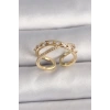 Pirinç Gold Renk Zirkon Taşlı Ayarlanabilir Kadın Yüzük