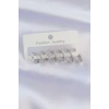 Pirinç Gümüş Renk İnce Oval Küpe Seti
