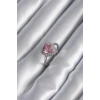 Pirinç Gümüş Renk Pembe Zirkon Taş Kalp Charm Model Kadın Yüzük