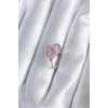 Pirinç Gümüş Renk Pembe Zirkon Taşlı Charm Model Kadın Yüzük