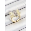 Pirinç Zirkon Taşlı Arı Model Gümüş Ve Gold Renk Kadın Yüzük