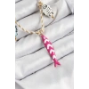 Seramik Motifli Pembe Balık Figürlü Model Krem İp Kadın Kolye