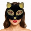   Siyah Renk Gold Simli Süet Kaplama Kedi Maskesi 18x14 cm