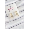 Xuping Zirkon Taşlı Sıralı Damla Model Gold Renk Kadın Küpe