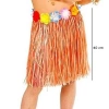 Yetişkin ve Çocuk Uyumlu Turuncu Renk Püsküllü Hawaii Luau Hula Etek 40 cm
