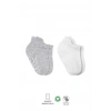 Mey İthalat®   2Li Sneakers Kaymaz Basic Penye Çorap 20103 Gri Beyaz