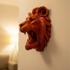 Mey İthalat® Dekoratif Asılabilir Aslan Başı 3D Duvar Heykeli Gold Red 20x21 cm
