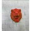 Mey İthalat® Dekoratif Asılabilir Aslan Başı 3D Duvar Heykeli Gold Red 20x21 cm