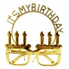 İt&apos;s My Birthday Yazılı Taç ve Mum Şekilli Gözlük Seti Altın Renk (5047)