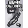 Mey İthalat® Kafa Lambası Kamp Lambası Sensörlü Şarjlı Ayarlanabilir