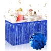 Kendinden Yapışkanlı Mavi Metalize Püsküllü Masa Eteği – 75 x 275 cm Parti Süslemesi