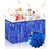 Kendinden Yapışkanlı Mavi Metalize Püsküllü Masa Eteği – 75 x 275 cm Parti Süslemesi (5047)