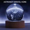 Mey İthalat® Lazer İşlemeli 3D Astronot Kristal Küre LED Işıklı Uzay Temalı Gece Lambası