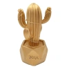 Led Işıklı Sevimli Kaktüs Dekoratif Masa Lambası Mini Biblo Gece Lambası-GOLD (5047)