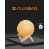 Mey İthalat® Ahşap Standlı 3D Baskı Ay Lambası 16 Renkli ve Şarjlı