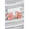 Mey İthalat® Pembe Mineli Çiçek Model Pirinç Kadın Küpe