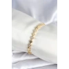 Mey İthalat® Pirinç Gold Renk Zirkon Taşlı Yonca Model Kadın Bileklik