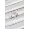 Pirinç Gümüş Renk Pembe Kelebek Kadın Yüzük