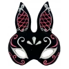 Siyah Renk Kırmızı Beyaz Simli Siyah Süet Kaplama Tavşan Maskesi 18x16 cm (5047)