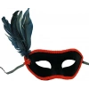 Siyah Renk Yandan Tüylü Siyah Süet Kaplama Parti Balo Maskesi 21x20 cm (5047)
