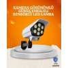 Mey İthalat® Solar Şarjlı Hareket Sensörlü LED Dış Mekan Lambası Kamera Tasarımlı Güvenlik Işığı