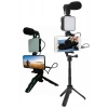 Mey İthalat® Telefon Tutucu Led Işıklı Kumandalı Mikrofon Telefon Vlog Video Kayıt