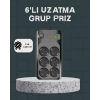 Mey İthalat® Termal Akım Korumalı 6’lı Uzatma Priz USB Type-C Hızlı Şarj 2500W