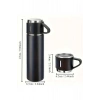 Mey İthalat® Termos Seti 3lü Bardak Seti Isı Dayanıklı Siyah Paslanmaz Çelik Vakumlu