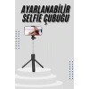 Mey İthalat® Tripod Selfie Çubuğu Bluetooth Kumandalı Kablosuz Led Işıklı