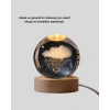 Mey İthalat® USB LED 3D Yağmur Bulutu Kristal Küre Sıcak Işıklı Ahşap Standlı Gece Lambası