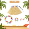 Yetişkin Çocuk Hawaii Parti Seti - 40 Cm Naturel Etek + Çiçek Aksesuarlar (5 Parça)