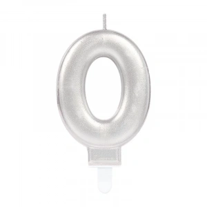 0 Rakam Mum Gümüş Renk (5047)