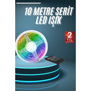 Mey İthalat® 10M Şerit Led İç Mekan Renkli Rgb Şerit Led Kumandalı