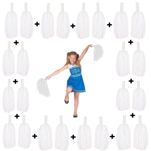 12 Çift ( 24 Adet ) Beyaz Renk 23 Nisan 19 Mayıs 29 Ekim Okul Gösteri Ponponları (5047)