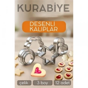 Mey İthalat® 12li Kurabiye Kalıbı Seti Profesyonel Şef Paslanmaz Çelik  | Mutfak Sanatınızın Vazgeçilmezi 722519