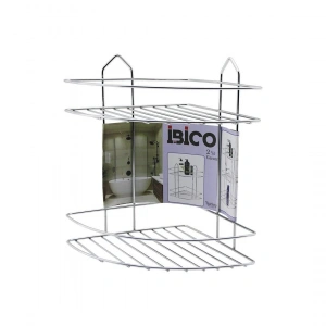2 KATLI - ÜÇGEN   KROM   METAL  BANYO KÖŞELİK - DUŞKABİN RAF (5047)