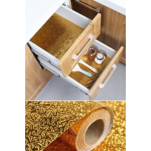 2 Metre Kendinden Yapışkanlı Silinebilir Mutfak Tezgah Üstü Sticker Folyo Gold Renk (5047)