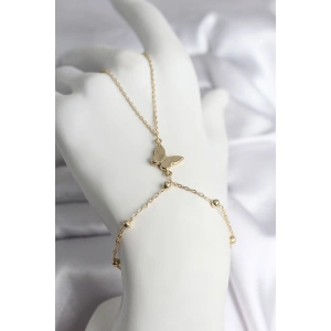 Mey İthalat® 316L Çelik Gold Renk Kelebek Model Kadın Şahmeran