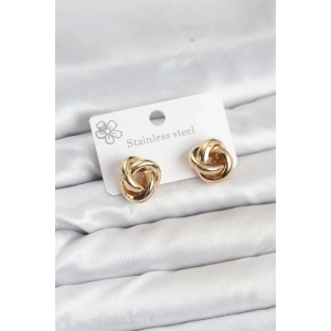 Mey İthalat® 316L Çelik Gold Renk Sarmal Model Kadın Küpe