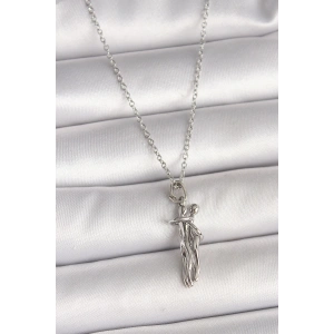 316L Çelik Gümüş Renk Zincir Sarılma Model Kadın Kolye