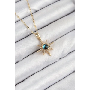 316L Çelik Zirkon Taşlı Kutup Yıldızı Model Gold Renk Kadın Kolye