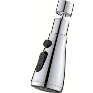 360 DERECE DÖNEBİLEN- 3 MOD  KROM YAĞMUR PÜSKÜRTME BORULU KUBAR MUSLUK UCU  (5047)