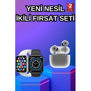 Mey İthalat® 3.Nesil TWS Bluetooth Kulaklık ve Dokunmatik Ekran Akıllı Saat Sesli Görüşme