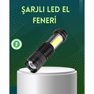 Mey İthalat® 4 Modlu USB Şarjlı LED El Feneri Kamp ve Outdoor