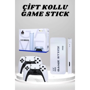 Mey İthalat® 4K HD Görüntü Kaliteli Retro Game Stick 20000 Oyunlu Çift Kollu Beyaz Game Stick