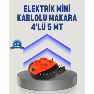 Mey İthalat® 5 Metre Uzatma Kablolu 4 Prizli Makara Kırmızı