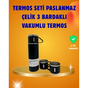 Mey İthalat® 500 ml Isı Korumalı Çelik Termos ve Bardak Seti | Silikon Tabanlı, Şık ve Pratik