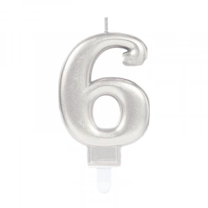 6 Rakam Mum Gümüş Renk (5047)