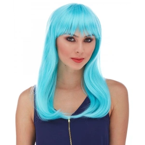 Açık Mavi Renk Uzun Düz Parti Peruğu (5047)