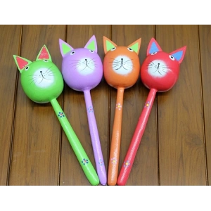 Ahşap Kedi Marakas Tekli Polos:29